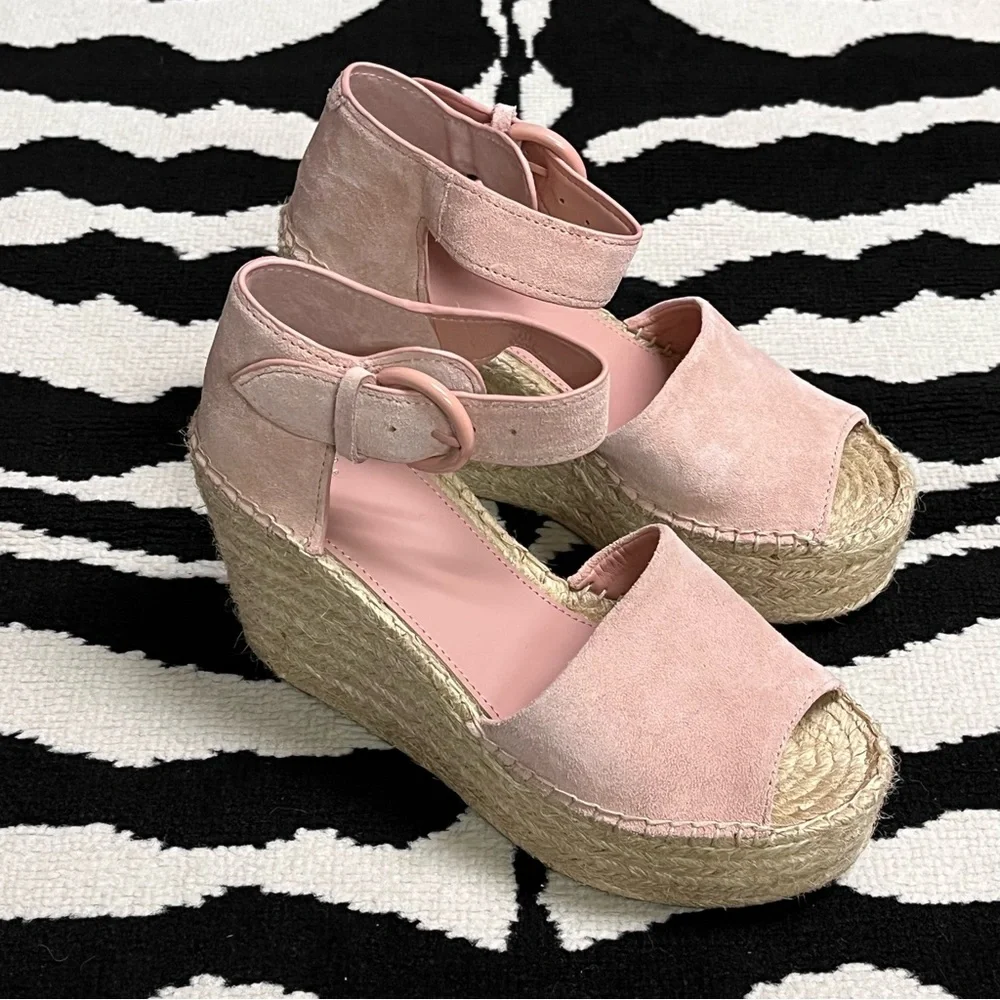 Marc Fisher Alida Espadrille Wedge Sandals In Light Pink Size 7.5 - Picture 7 of 16